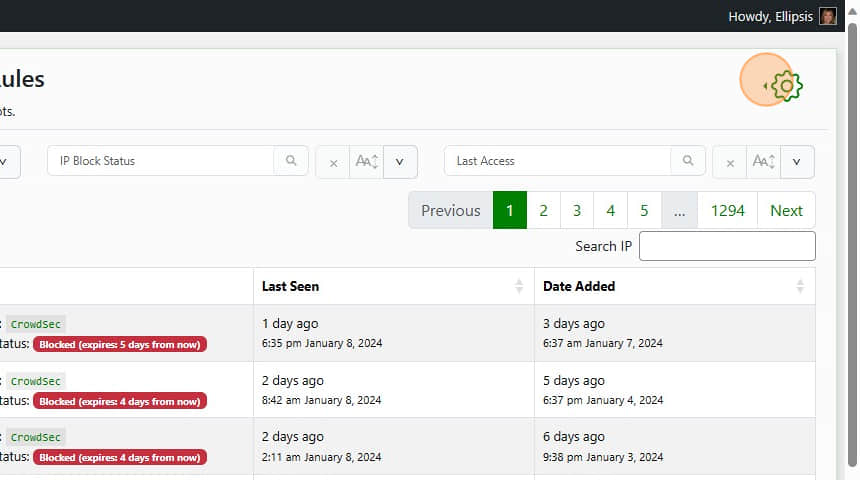 Settings tab in IP Rules