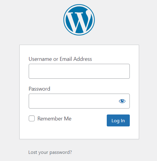 The WordPress login page.