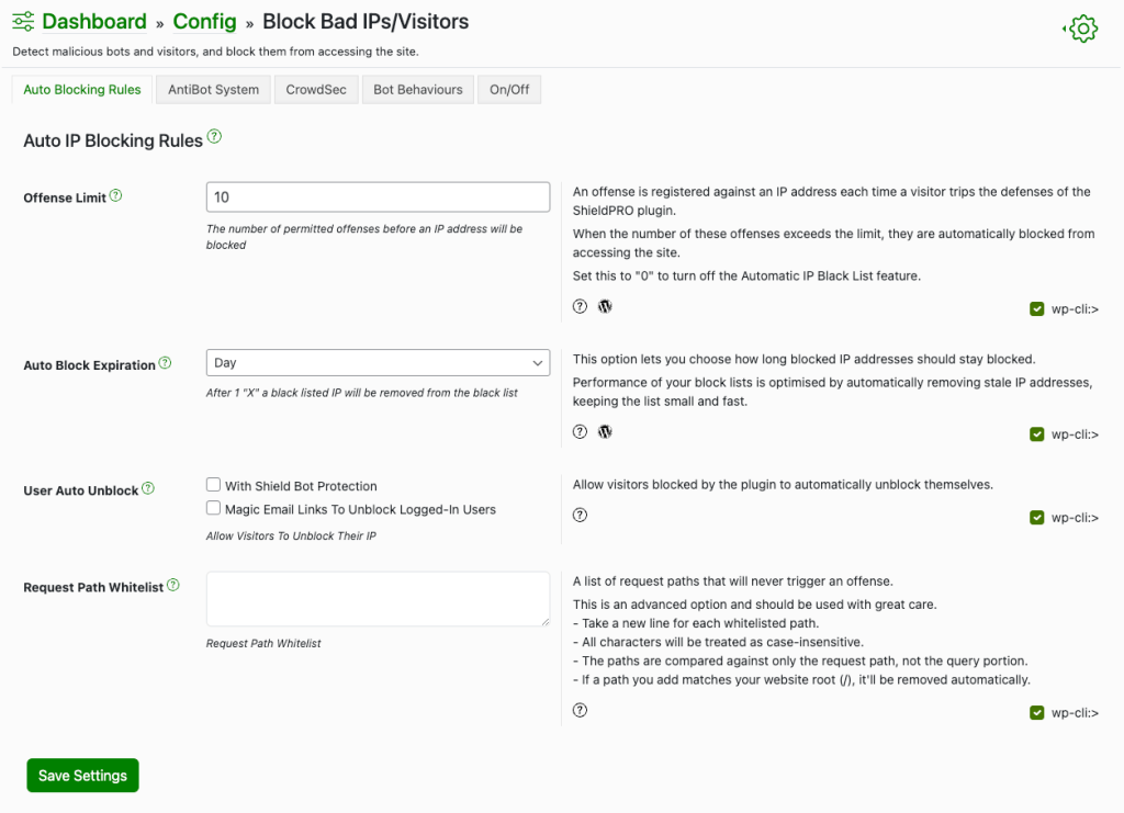 Shield Security Pro – Blocking and whitelisting IPs 