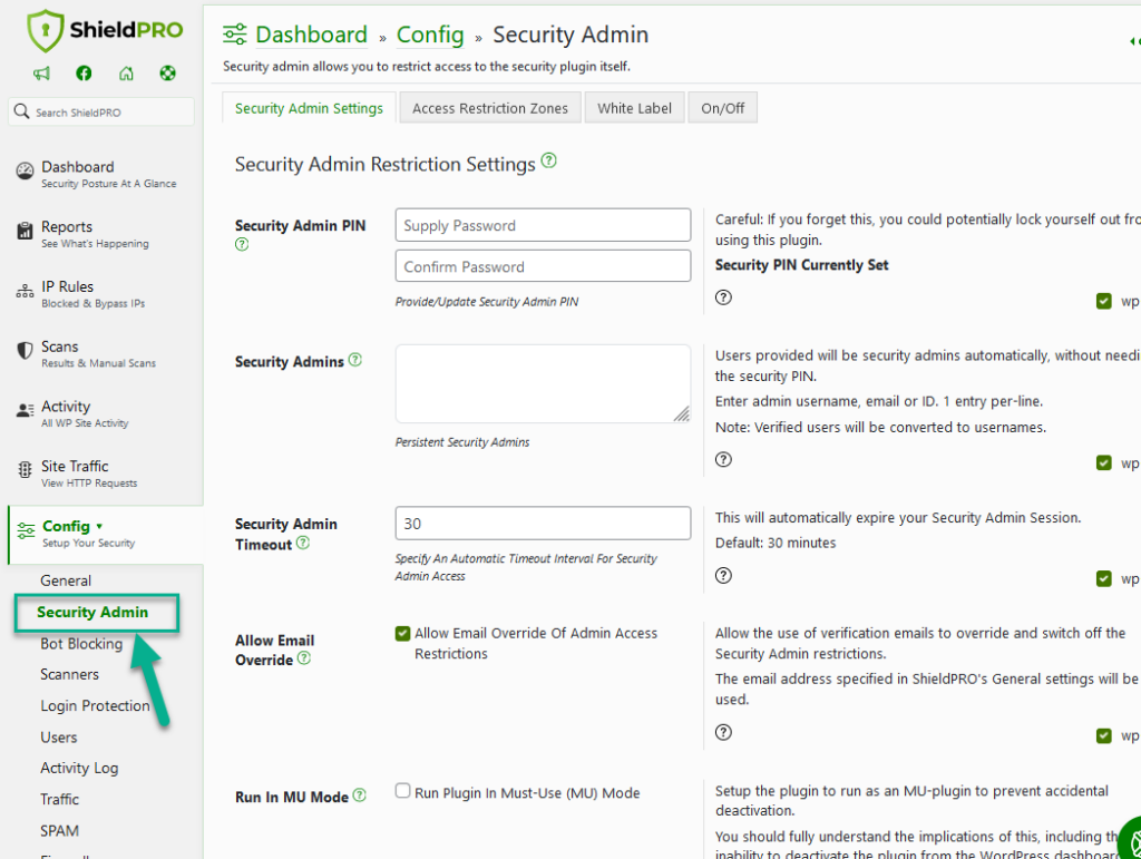 Shield’s Security Admin Feature