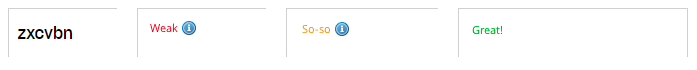 The zxvcbn password strength calculator evaluations.